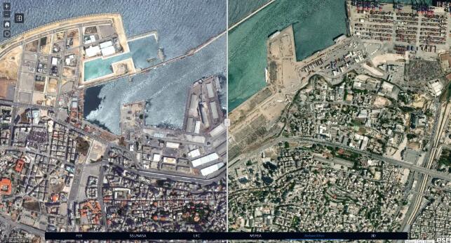 贝鲁特港口爆炸前后对比