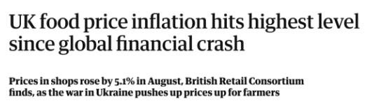 英国食品价格已达全球经济危机后最高点