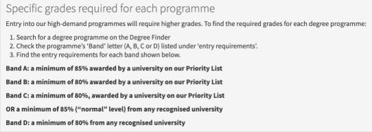 爱丁堡大学把专业划分了4个等级